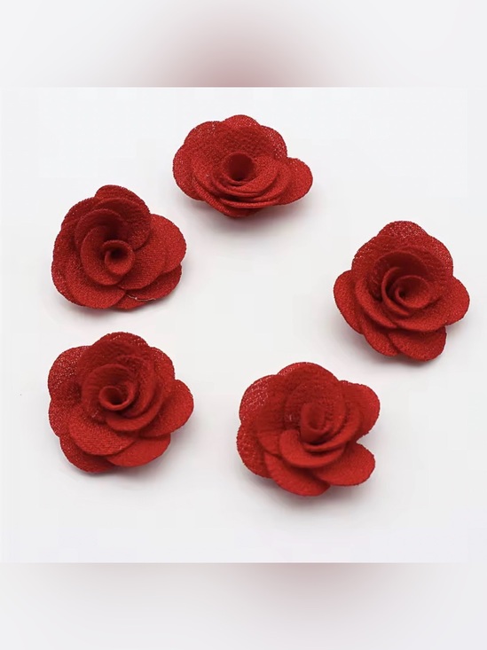 Other - Handmade Red Flower Linen Craft Embellishments DIY Hair Clip Buds 10pc New